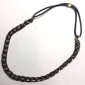 2593 Henri Bendel stretch Headband braided chain goldtone & Navy